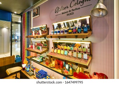 HONG KONG, CHINA - JANUARY 22, 2019: Goods On Display At Atelier Cologne Store In IFC Mall In Hong Kong.