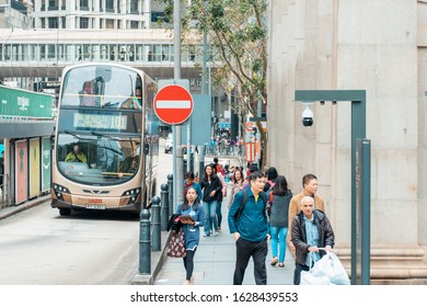 HONG KONG, CHINA - JANUARY 6, 2019 4k Time Lapse Crowd Of People Walking Crossing Road In Hong Kong, China On January 6, 2019. Before The Public Protest In Hong Kong.