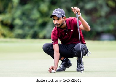 HONG KONG, CHINA - JANUARY 9, 2020 Rashid Khan Of India Ponders His Next Move During The First Round Of The Hong Kong Open At The Hong Kong Golf Club