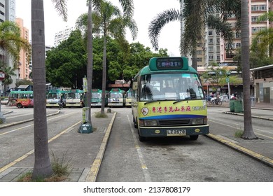 
Hong Kong, China - March 16, 2022: Public Light Bus In The Station, Hong Kong. This Is Bus 
Terminal.