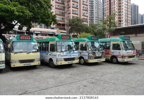\
Hong Kong, China - March\
16, 2022: Public Light Bus in the station, Hong Kong. This is Bus\
\
Terminal.