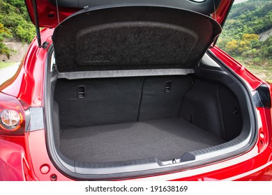 Hong Kong, China May 2, 2014 : Mazda3 Hatchback 2014 Trunk On May 2 2014 In Hong Kong.