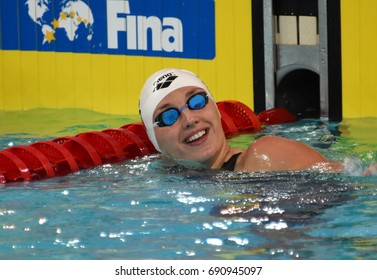 Hong Kong, China - Oct 30, 2016.  Katinka HOSSZU (HUN) After The Women's Backstroke 100m Final. FINA Swimming World Cup, Victoria Park Swimming Pool.