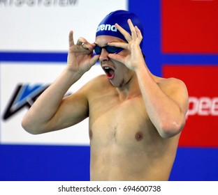 Hong Kong, China - Oct 30, 2016. Australian olympian, world champion and record holder Mitch LARKIN (AUS) before the Men's Backstroke 200m Final. FINA Swimming World Cup, Victoria Park Swimming Pool.