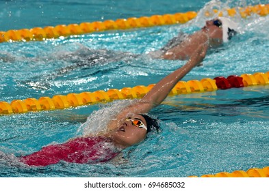 Hong Kong, China - Oct 30, 2016. Olympian Swimmer Zsuzsanna JAKABOS (HUN) And Katinka HOSSZU (HUN) Swimming In Women's Individual Medley 400m Final. FINA Swimming World Cup, Finals.