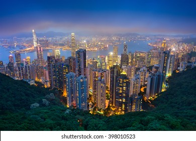 Hong Kong, China skyline from the peak.