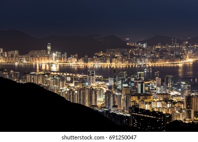 Hong Kong City Light Up Before Dawn