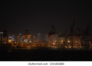 Hong Kong Container Terminals At Night - Oct 2022