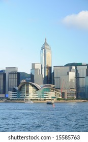 Hong Kong Convention And Exhibition Centre And Skyscrapers