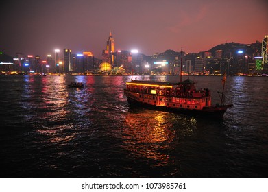 Hong Kong And Cruise Ship At Twilight