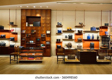 HONG KONG - DECEMBER 25, 2015: inside the Louis Vuitton store. Louis Vuitton is a French fashion house, one of the world's leading international fashion houses