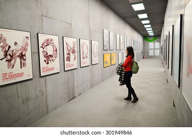 HONG KONG - FEBRUARY 04, 2015: Art Exhibition In Hong Kong Heritage Museum. Hong Kong Heritage Museum  Is A Museum Of History, Art And Culture In Sha Tin, Hong Kong, Located Beside The Shing Mun River