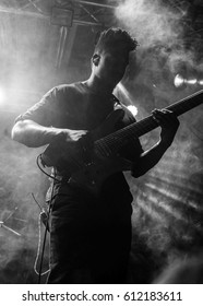 HONG KONG - February 21, 2017: American Instrumental Progressive Metal Band Animal As Leaders Show, Guitarist Tosin Abasi Performed On Stage