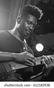 HONG KONG - February 21, 2017: American Instrumental Progressive Metal Band Animal As Leaders Show, Guitarist Tosin Abasi Performed On Stage