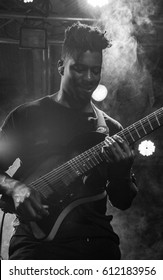 HONG KONG - February 21, 2017: American Instrumental Progressive Metal Band Animal As Leaders Show, Guitarist Tosin Abasi Performed On Stage