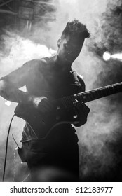 HONG KONG - February 21, 2017: American Instrumental Progressive Metal Band Animal As Leaders Show, Guitarist Tosin Abasi Performed On Stage