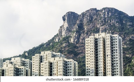 Hong Kong Housing Landscape Under Lion Rock 