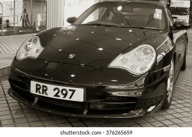 HONG KONG - JANUARY 15,2016: Porsche 911 GT3  sports car parked in a parking space. - Shutterstock ID 376265659