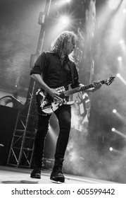 HONG KONG - January 20, 2017: American Heavy Metal Band Metallica Show, Guitarist Kirk Hammett Performed On Stage