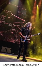 HONG KONG - January 20, 2017: American Heavy Metal Band Metallica Show, Guitarist Kirk Hammett Performed On Stage