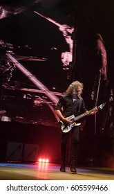 HONG KONG - January 20, 2017: American Heavy Metal Band Metallica Show, Guitarist Kirk Hammett Performed On Stage