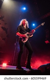 HONG KONG - January 20, 2017: American Heavy Metal Band Metallica Show, Guitarist Kirk Hammett Performed On Stage