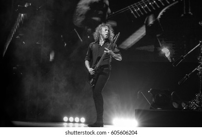 HONG KONG - January 20, 2017: American Heavy Metal Band Metallica Show, Guitarist Kirk Hammett Performed On Stage