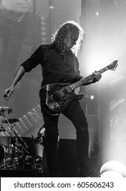 HONG KONG - January 20, 2017: American Heavy Metal Band Metallica Show, Guitarist Kirk Hammett Performed On Stage