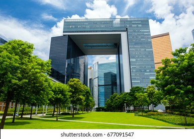 Hong Kong - July 12, 2017: The Central Government Complex Of Hong Kong In Tamar Which Houses The Headquarters Government And Legislative Council Of HKSAR. 