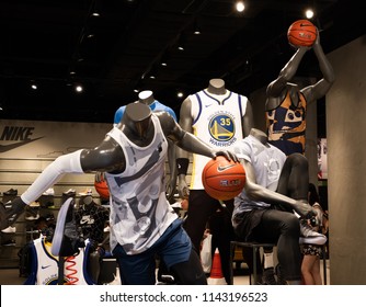 Hong Kong, July 27, 2018: Basketball Clothes In A Nike Store.