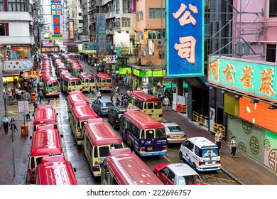 Hong Kong - June 19 2014: Mini Bus Station In Mongkok Kowloon.