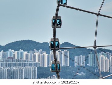 Hong Kong - June 2017: Beautiful View Of The Ferris Wheel.