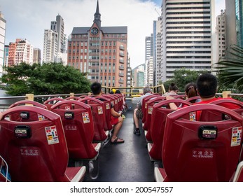 HONG KONG - JUNE 21: A Hong Kong Open-top Big Bus Tour During Hong Kong Island's Touring On June 21, 2014.