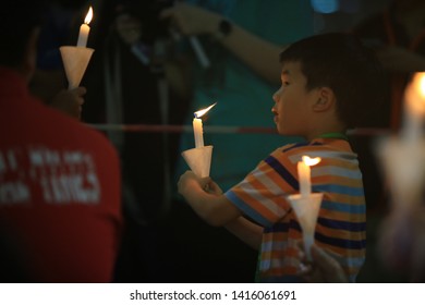 Hong Kong, June 4 2019: People Join The Memorials For The Tiananmen Square Protests Of 1989 In Victoria Park On 4 June 2014. 