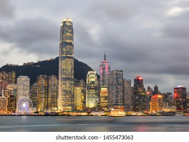 Hong Kong - Mar 31, 2017. Business District Of Hong Kong At Twilight. Hong Kong Has A Free Market Economy, Highly Dependent On International Trade And Finance.