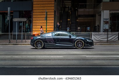 Hong Kong - May 03, 2017: a tuned Audi R8 supercar in Central Hong Kong.