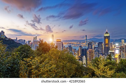 Hong Kong Modern City Sunset 