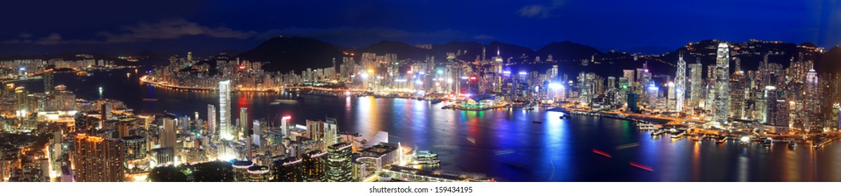 Hong Kong night view in panorama