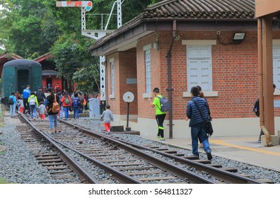 HONG KONG - NOVEMBER 11, 2016: Unidentified People Visit Hong Kong Railway Museum.