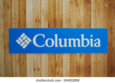 HONG KONG - NOVEMBER 22, 2016: Close Up Shot Of Columbia Sportswear Company Sign. 