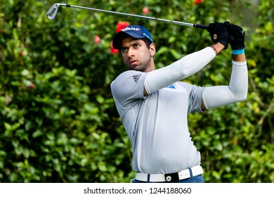 Hong Kong - November 23 2018: Aaron Rai Of England Tees Off During Day Two Of The Honma Hong Kong Open In Hong Kong, Hong Kong. 