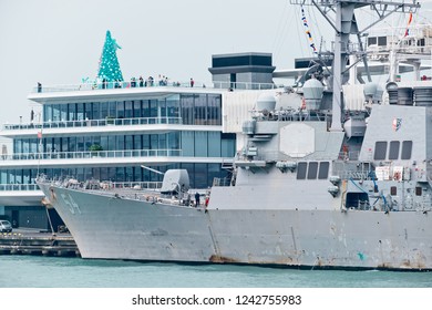 Hong Kong - November 24, 2018 : USS Curtis Wilbur Arrived In Hong Kong.