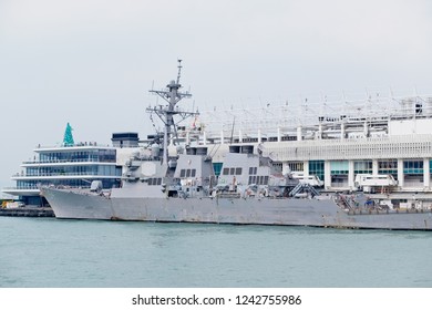 Hong Kong - November 24, 2018 : USS Curtis Wilbur Arrived In Hong Kong.