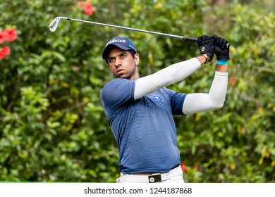 Hong Kong - November 24 2018: Aaron Rai Of England Tees Off During Day Three Of The Honma Hong Kong Open In Hong Kong, Hong Kong. 