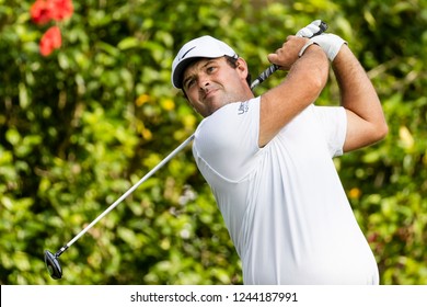 Hong Kong - November 24 2018: Patrick Reed Of United States Tees Off During Day Three Of The Honma Hong Kong Open In Hong Kong, Hong Kong. 