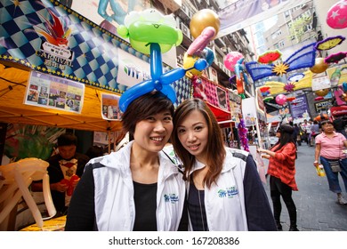 HONG KONG - NOVEMBER 26 2013: The Busy LKF (Lan Kwai Fong Festival) In The Party District Of Downtown Central Hong Kong.