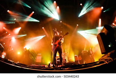 HONG KONG - NOVEMBER 27, 2015: Clockenflap 2015, The Ride, Vocalist Mark Gardener Performing On Stage With Other Band Members