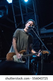 HONG KONG - November 27,2016: Clockenflap 2016, Yo La Tengo, An Indie American Rock Band, Founder And Vocalist Ira Kaplan Performed On Stage With A Guitar