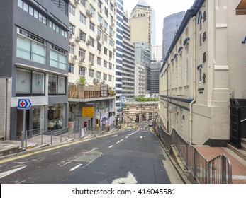 HONG KONG - NOVEMBER 28 2013: Streets Of Hong Kong - The Empty Street - No People