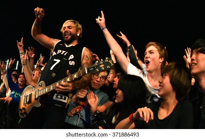 HONG KONG - NOVEMBER 29,2015: Clockenflap 2015, Obey The Brave, Guitarist Greg Wood Joined The Crowd During Performance